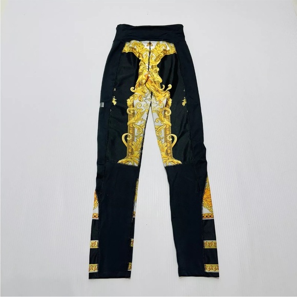 Authentic Versace Medusa Renaissance Print Leggings Black Gold Size L NWT $750 - Picture 5 of 12